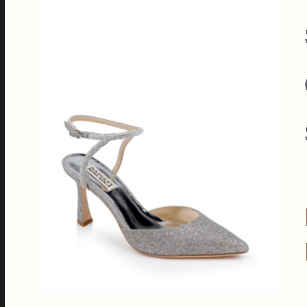 NWT Badgley Mischka Silver Glitter Heels